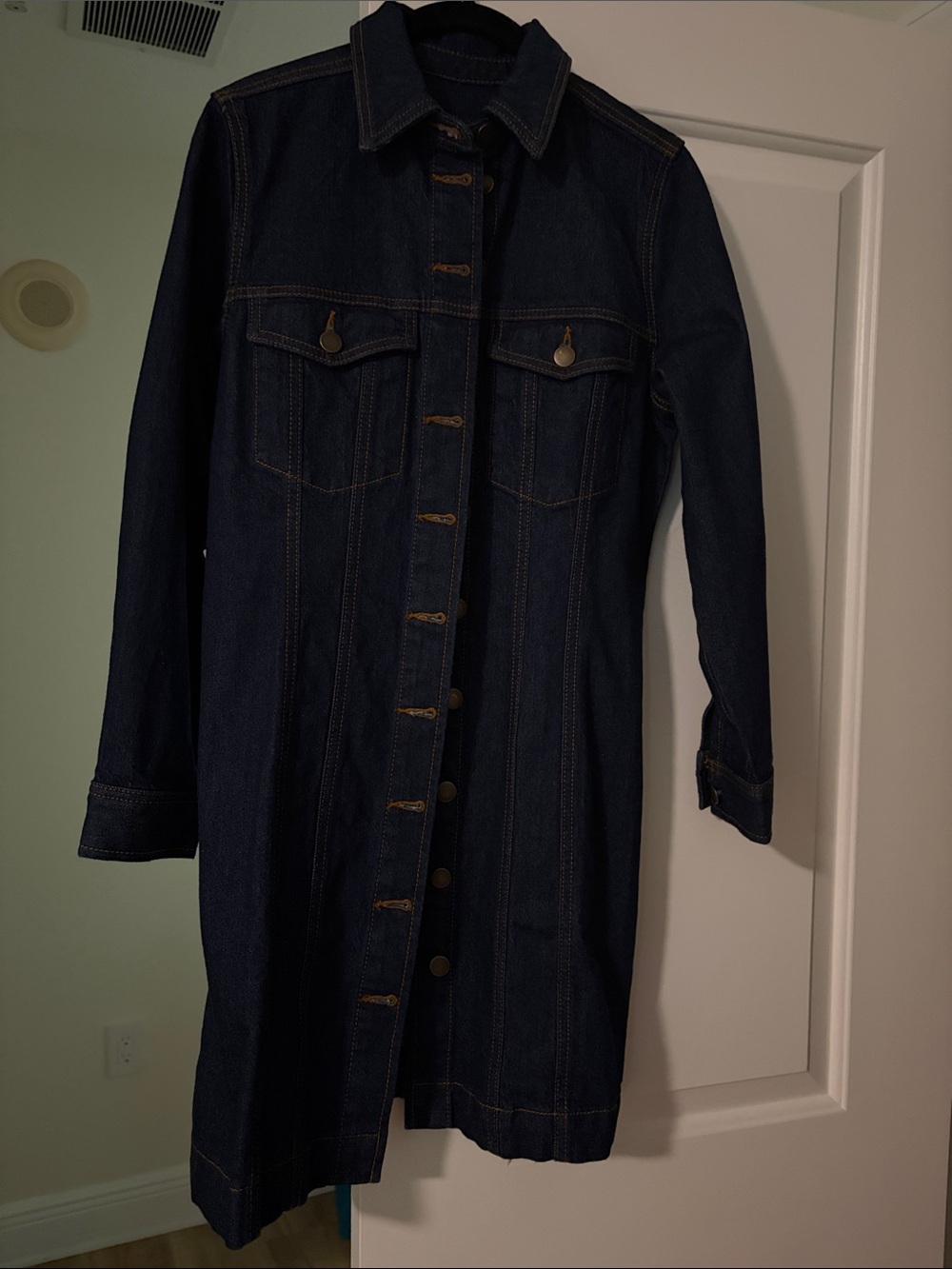Classic Dark Denim Longline Dress - Dark Blue